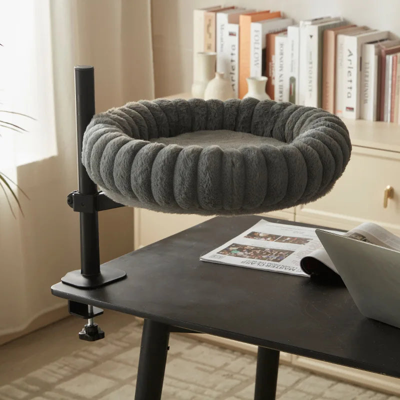 Desktop Cat Winter Bed Round Indoor Cats Comfortable Soft Desk Nest Pet Bed for Kitten Adjustable Height Cat Climbing Frame
