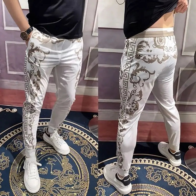 Men's Clothing Distinctive Printed Fashion Sports Pants Summer Thin All-match Slim-fit Stretch Casual Pants
