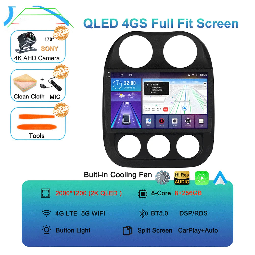 Android15 video Player Car Radio For Jeep Compass Patriot 2010 - 2016 Autoradio Stereo 2 Din GPS Navigation Carplay DSP WIFI+4G