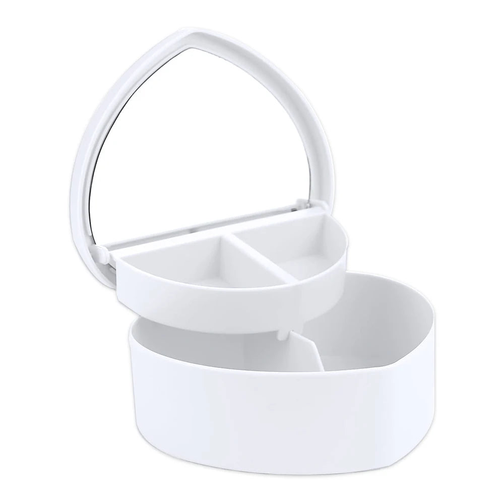 Hair Accessories Box Jewelry Storage With Mirror Pink Hair Clips Rubber Band Organiser For Girls Children Portable Travel Case