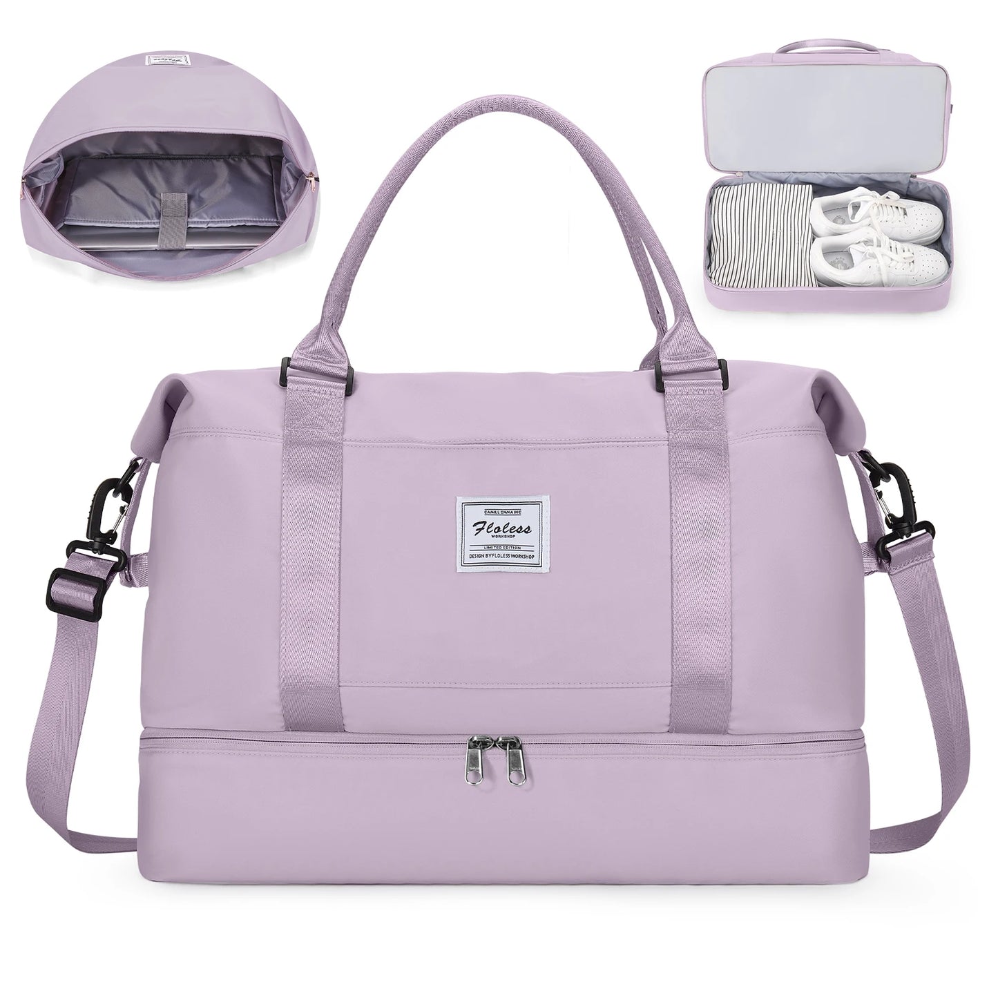 Large-Capacity Weekend Gym Bag for Women Travel Bag 45x36x20 Easyjet Cabin Bag with Shoes Compartment Shoulder Zipper Duffle Bag