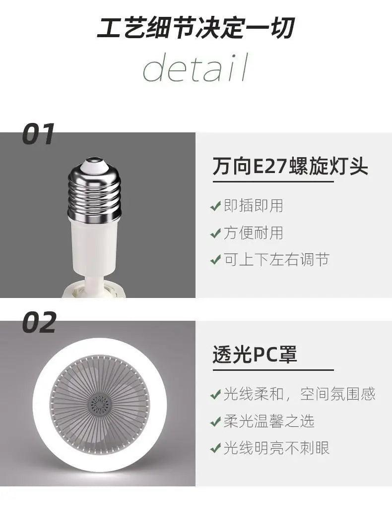 LED Ceiling Fan with E27 Screw and Remote Control, Oscillating Ceiling Fan with Adjustable Speed, Quiet for Bedrooms (124)