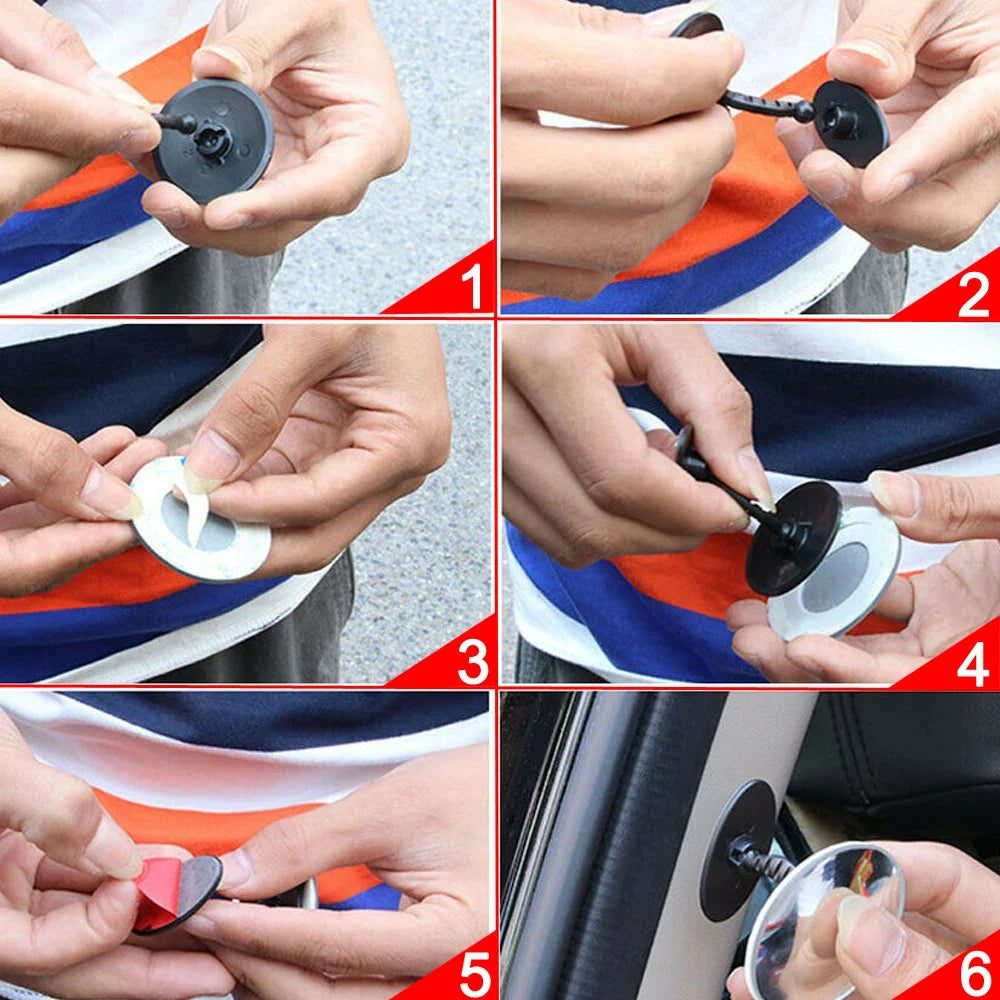 1 Set 5cm Universal Car 360 Blind Spot Side Mirror Stick on Glass Adjustable Safety Lens Security Protection Accessories