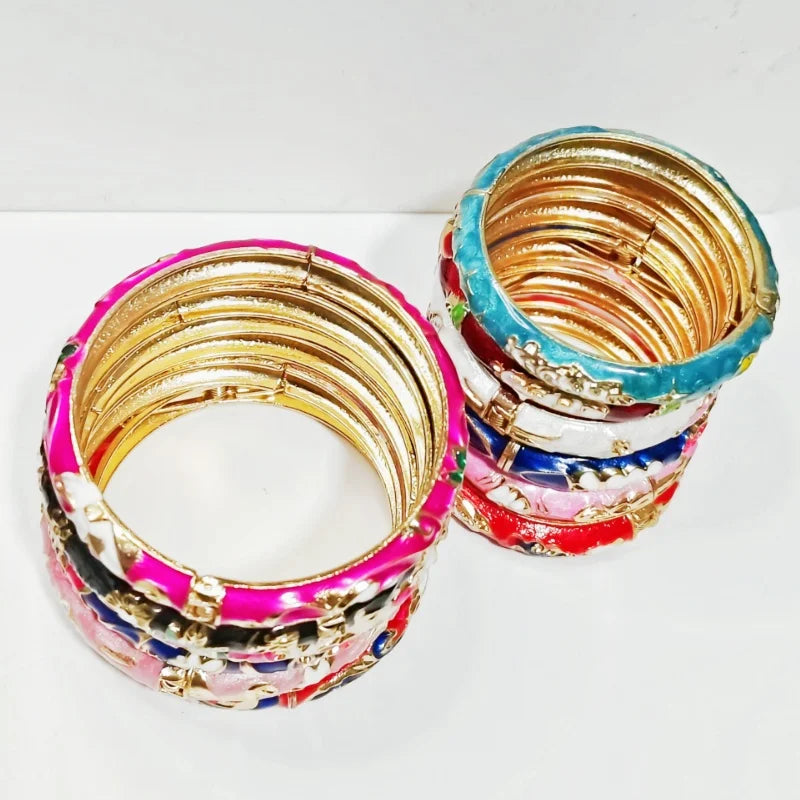 Wholesale 12 pcs (6 sets)Vintage mixed style enamel pattern alloy Mixed Adults and children bracelet