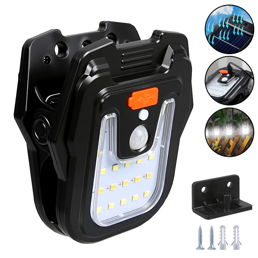 9900LM Solar Garden Outdoor Lights Clip Light Motion Sensor Waterproof Camping Lamp Rechargeable for Landscape Garden Decoration