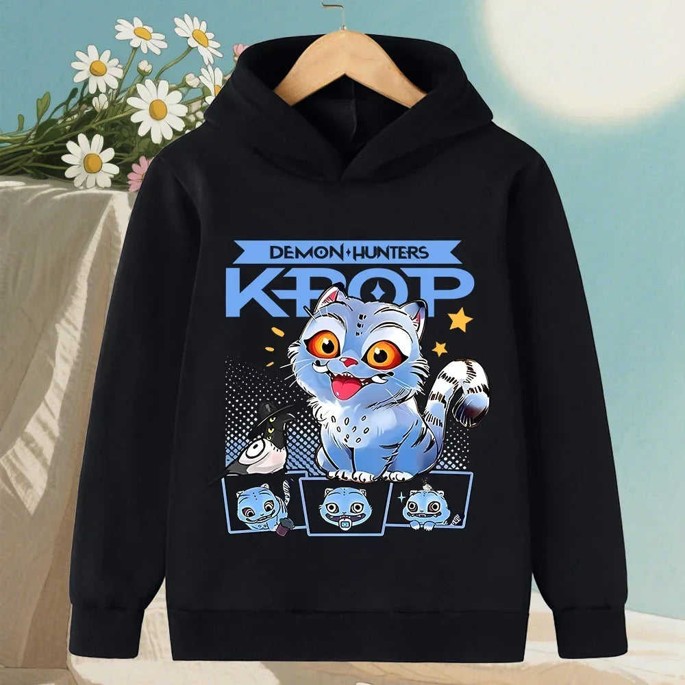 KPop Demon Hunter Boy Girl Hoodies Popular Anime Harajuku Y2K Sports Cute Fashion Children Autumn Winter Sweatshirt Clothing Top