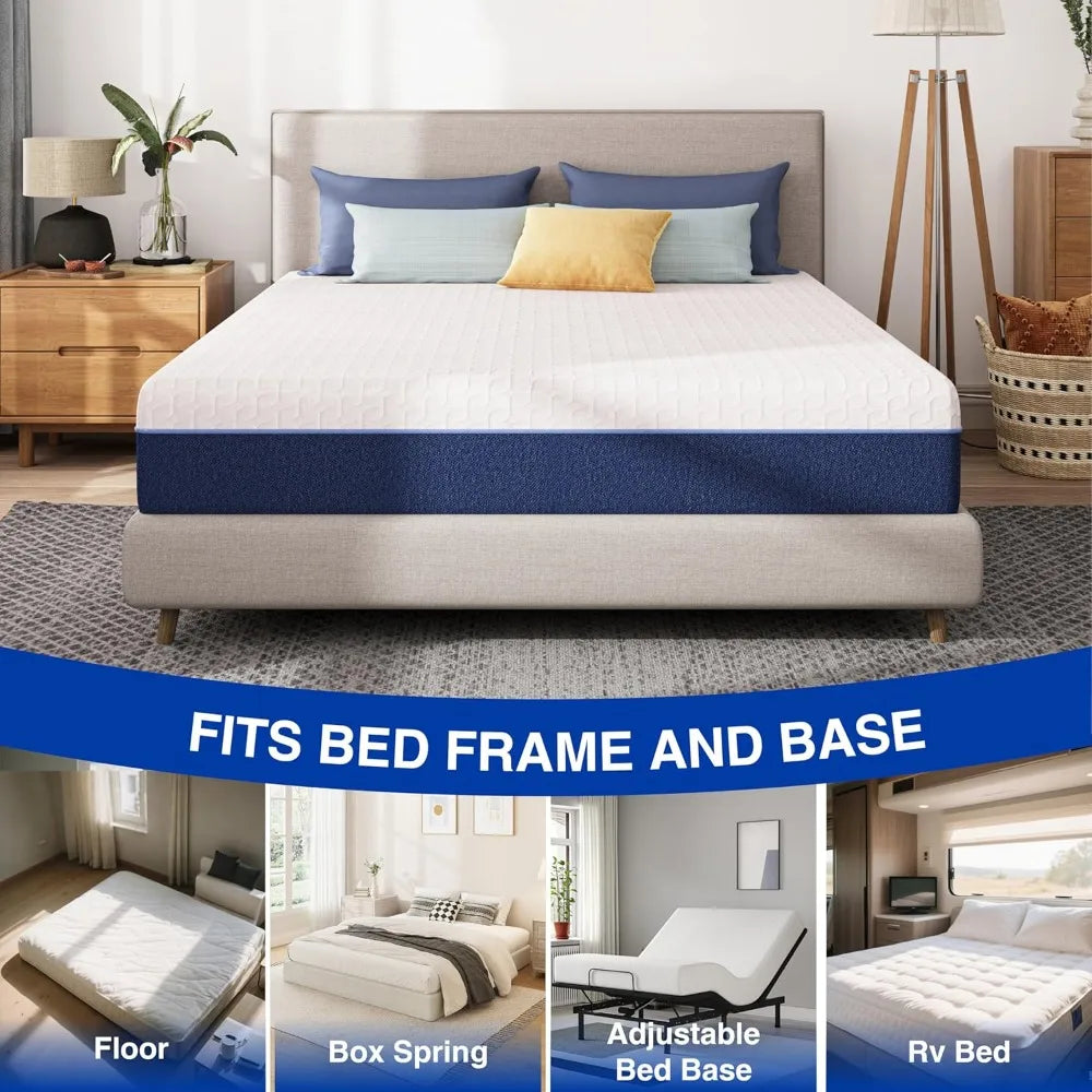 8 Inch Full Gel Cooling Memory Foam Mattress, Pressure Relief, Medium Firm Support,Mattress in a Box, CertiPUR-US Certified