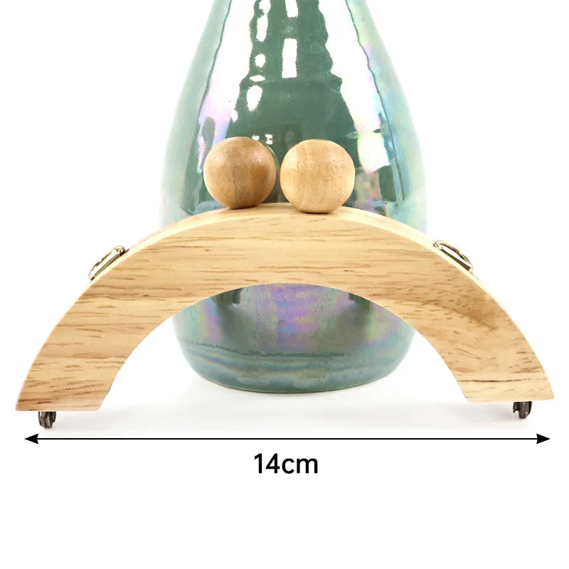 1Pc 14cm Mini Wooden Bag Handle Colored Beads Purse Frame Kiss Clasp Wallet Clourse Clip DIY Handmade Bracket Bags Accessories