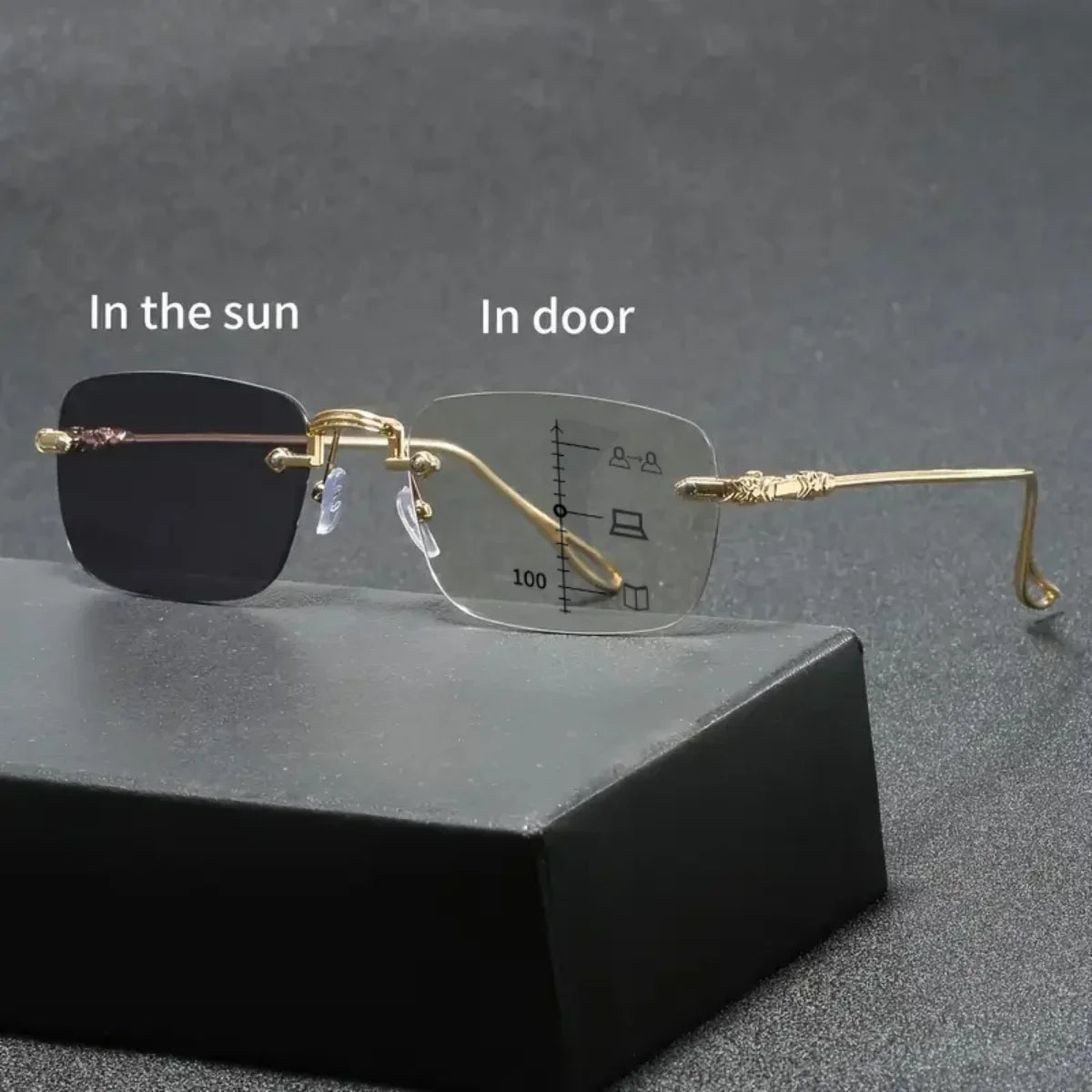 Intelligent photochromic automatic zoom progressive multi focus anti blue light reading reading reading presbyopia glasses for b