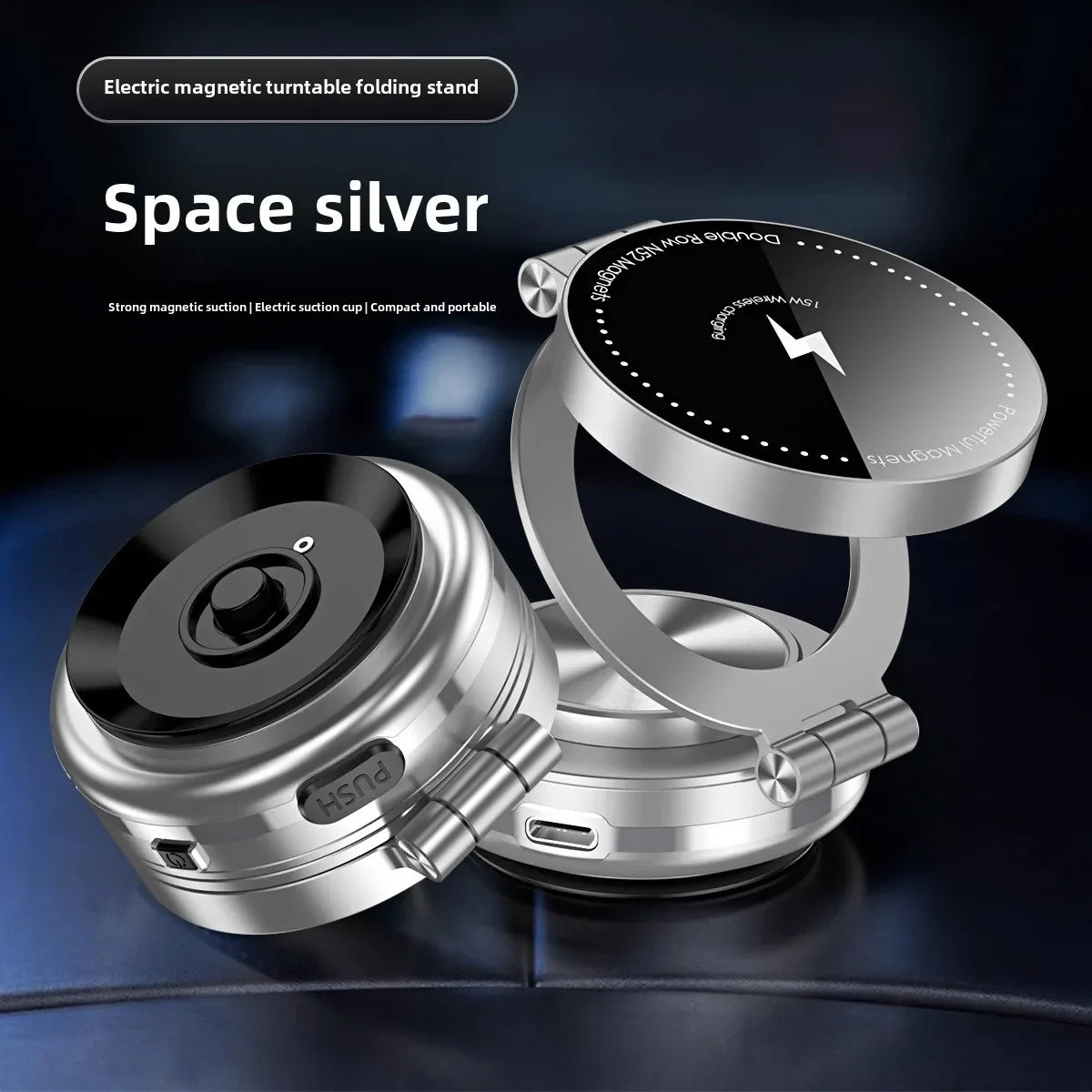 Electric Magnetic Car Phone Holder with Wireless Charger Car Magnetic Suction Cup Bath Shower Car Windshield Dashboard Bracket