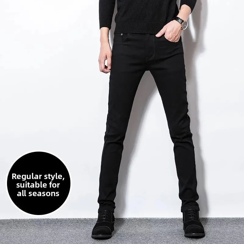 Ele Men's Slim Fit Jeans Elastic Casual Pants Lightweight Luxury Faion Embroidery Summer New Sle European Faion