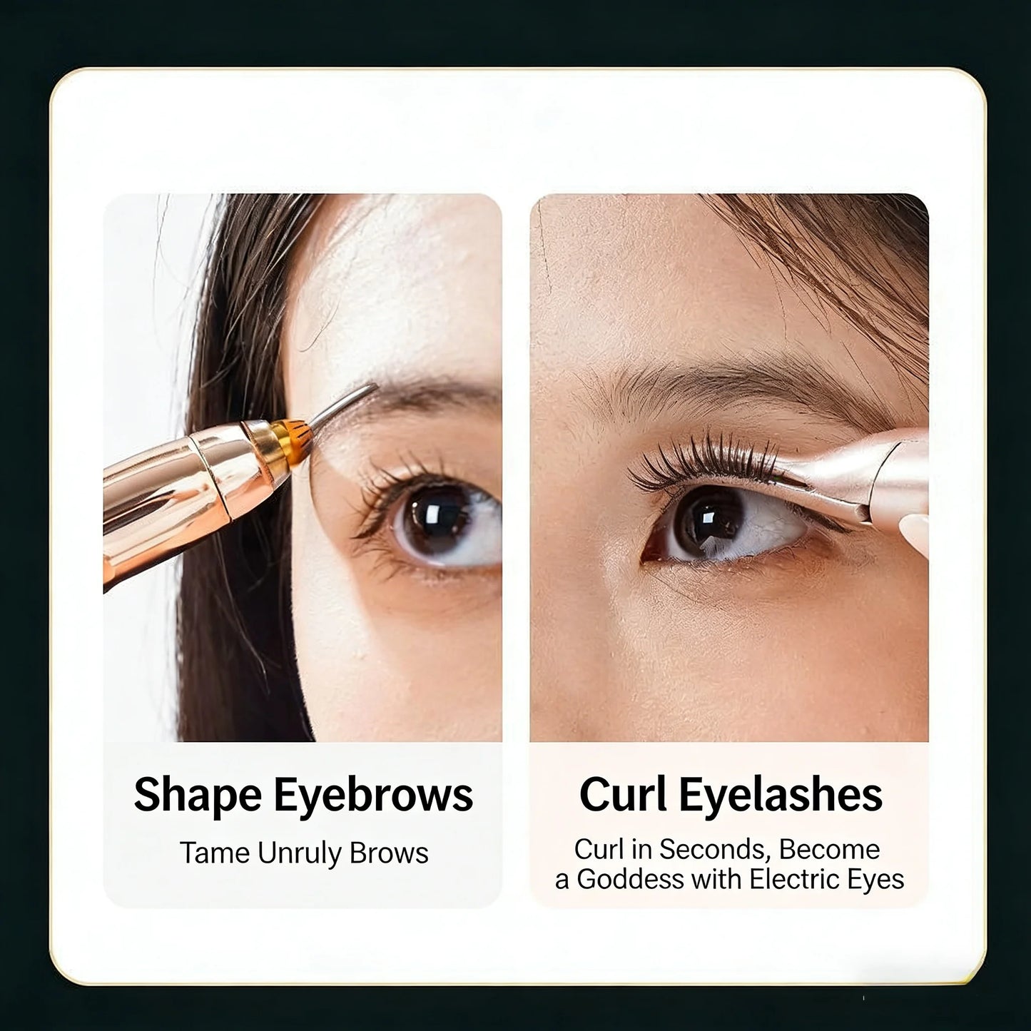Dual-Thermo Beauty Device - Smart Lash Curler with 3D Micro-Trimming & Facial Hair Removal