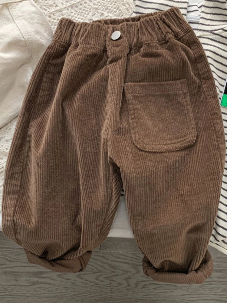 Boy Korean Children's Clothing Spring Fall Kids Trousers Corduroy Boys Pants Solid Pants Baby Girls Outfit Clothes for Teenagers