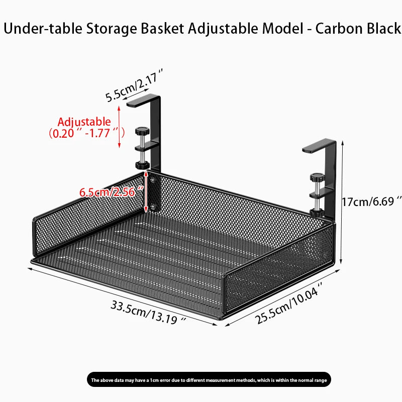 Under Desk Drawer Organizer Clamp-On, Mesh Metal Attachment, On or Under Desk Organizer for Office Supplies