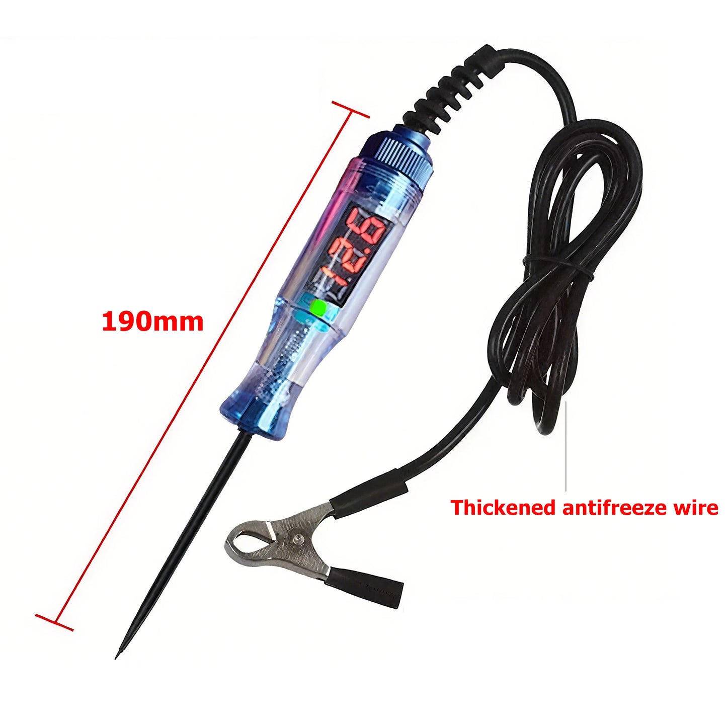 Auto Truck Voltage Circuit Tester 6V 12V 24V DC Digital Display Long Probe Pen Light Bulb Automobile Diagnostic Tool Auto Repair