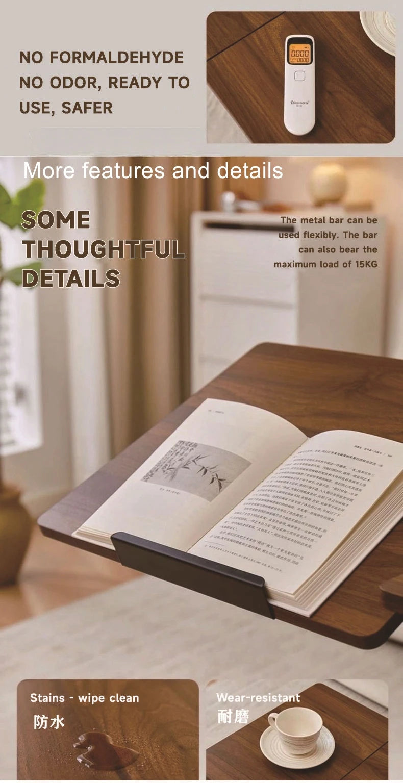 Pneumatic lift table, movable bedside small square table, height-adjustable table, multi-functional table