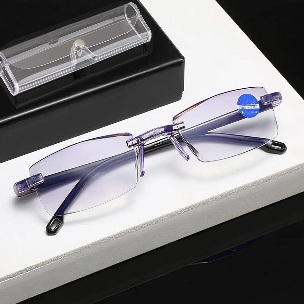 New Intelligent Zoom Glasses Men Women Reading Glasses Anti Blue Ray Rimless Cutting Presbyopia Eyewear Prescription Glasses