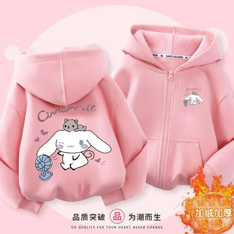 Kuromi Zipper Hoodies Girls Cinnamoroll Sweatshirt Autumn And Winter Long Sleeve Harajuku Pullovers Series Stich Casual Hooded