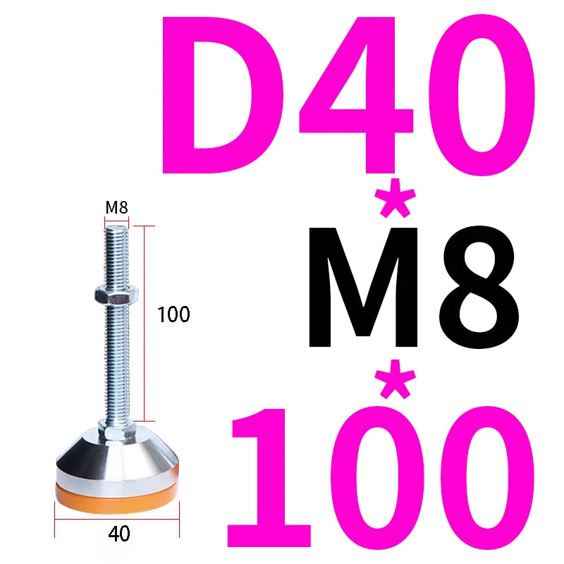 40 50 60 Heavy Metal Foot Cup/Fixed Foundation Screw/Adjustable Foot/Anti Slip Shock Absorber Support Foot M8 M10 M12 M14 M16