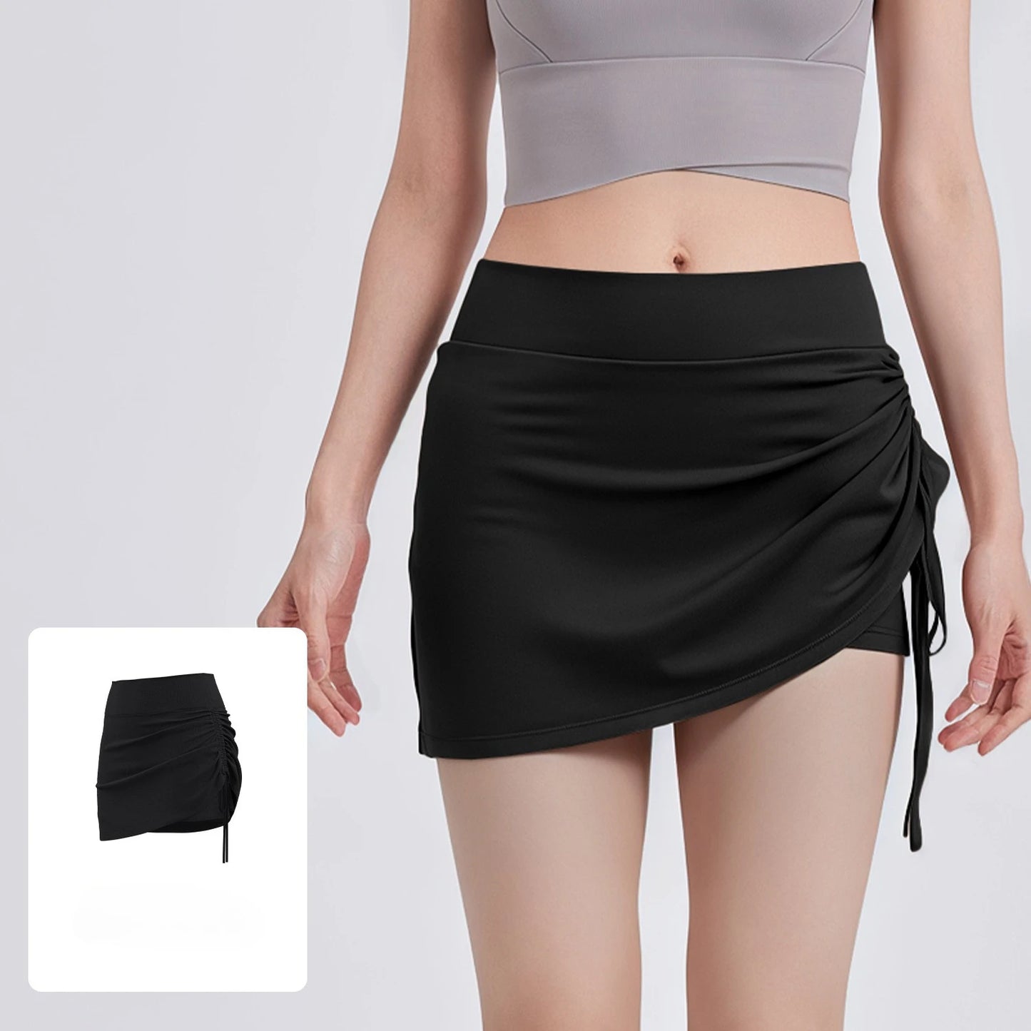 2025 New Wrinkled Sports Skirts Women Fashion Gym Skirts High Waist Hip Lift Running Yoga Fitness Skirt 2 in 1 Athletic Skort
