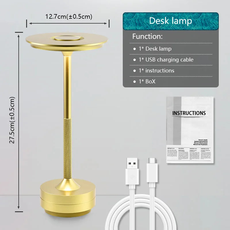Retro Desk Lamp Warm White Light USB-C Fast Charge USB-C Fast Charge Waterproof Dimmable Gift Idea Table Bedside Lamp Home Decor