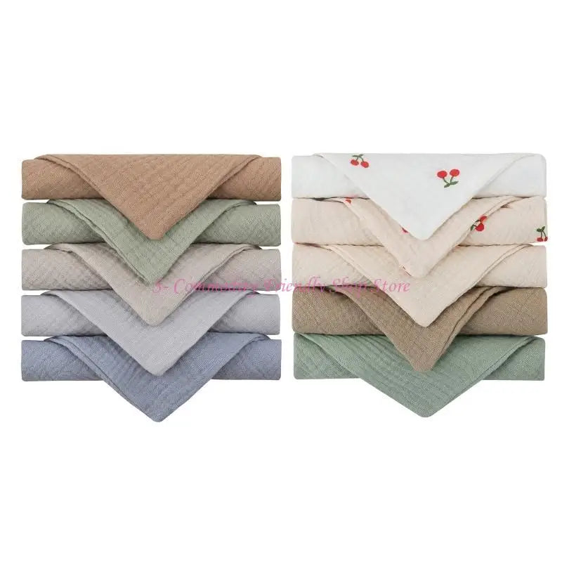 85AE 10Pcs Baby Saliva Towels Muslin Cloth Hand Face Wipes Bib Handkerchief Washcloth