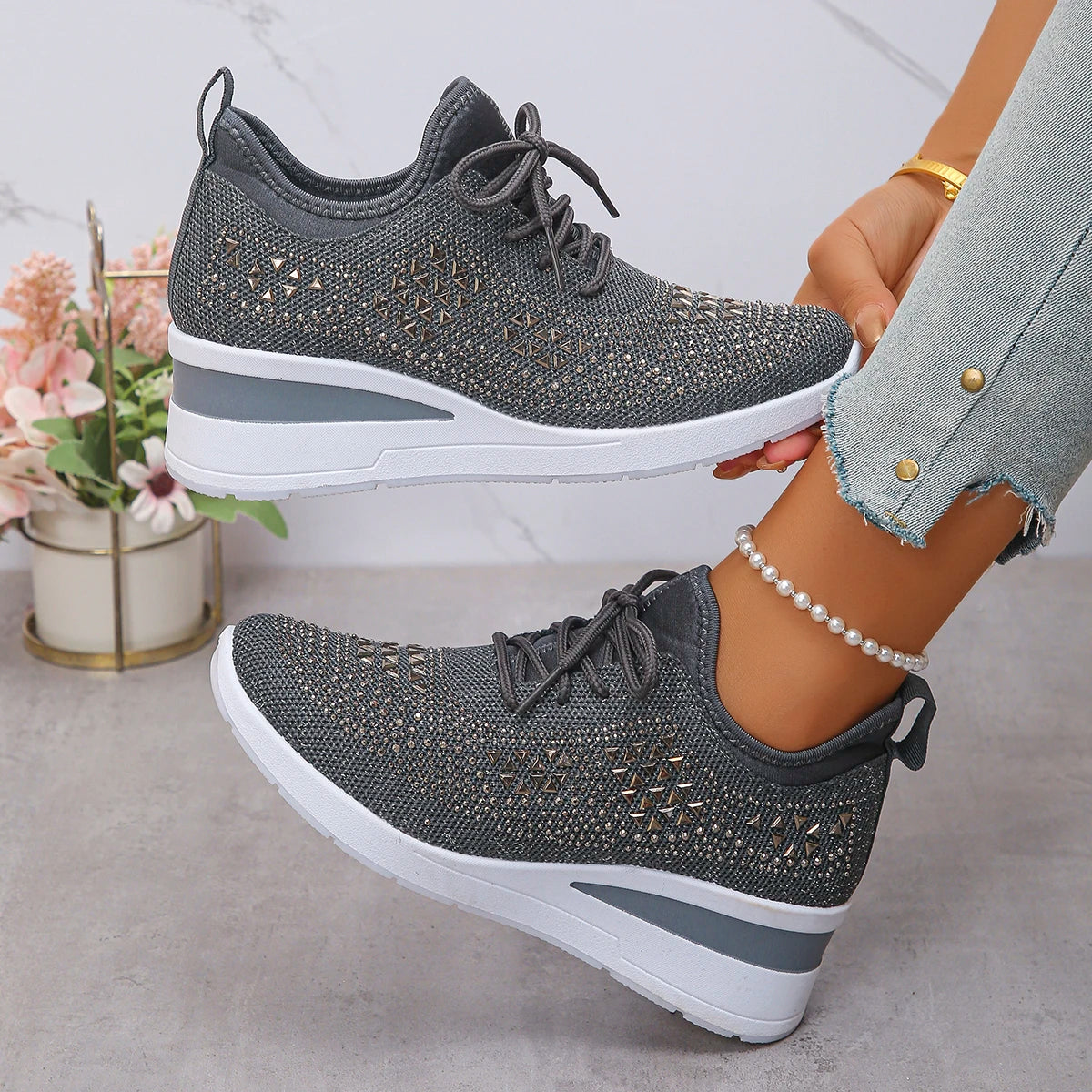 Women Sneakers 2025 New Mesh Outdoor Platform Sneakers Women Wedges Thick Bottom Breathable Casual Tennis Vulcanize Shoes Women