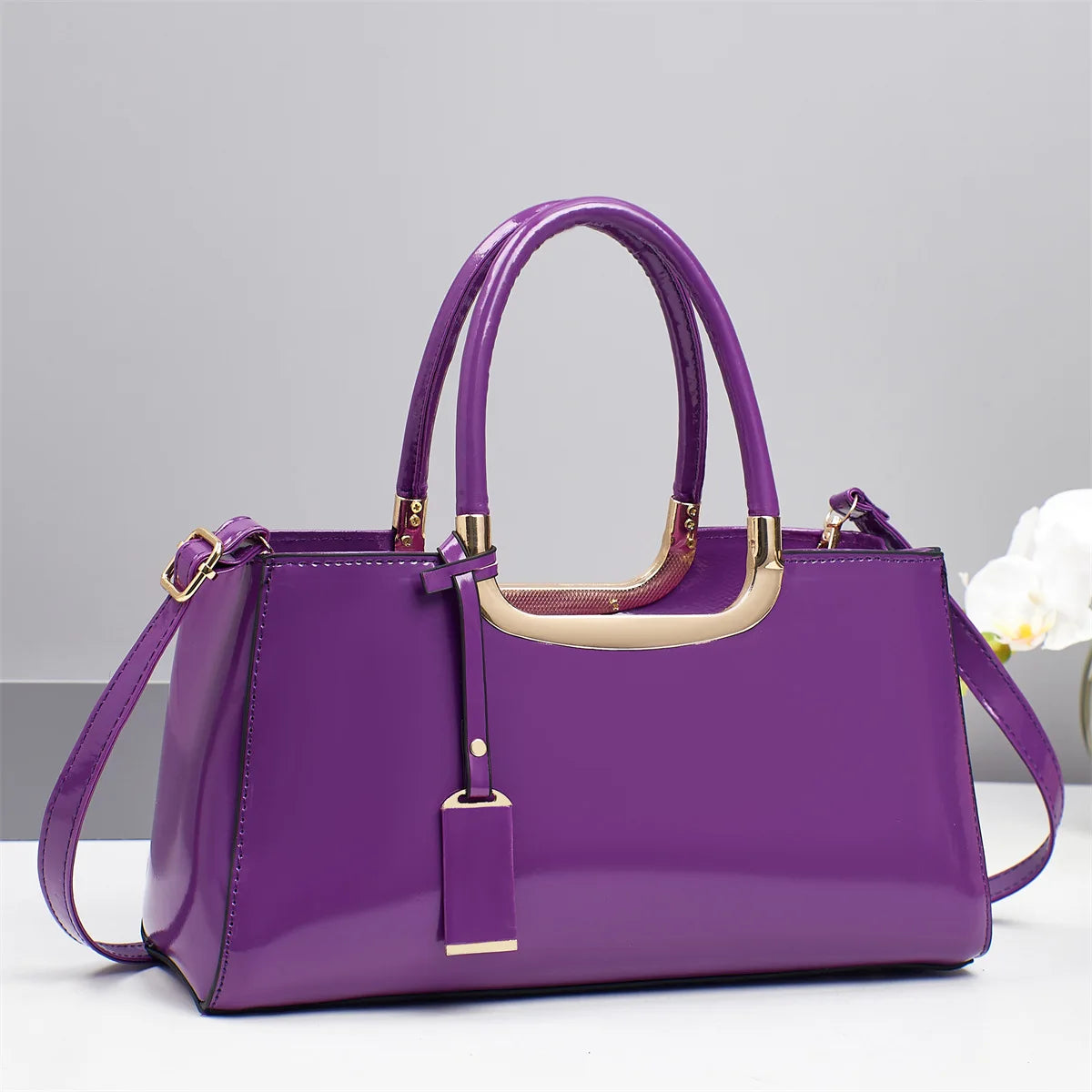 Luxury Designer Handbags High-End Evening Party Women Clutch Top Handle Underarm Bags Bright Patent PU Leather Crossbody Bags