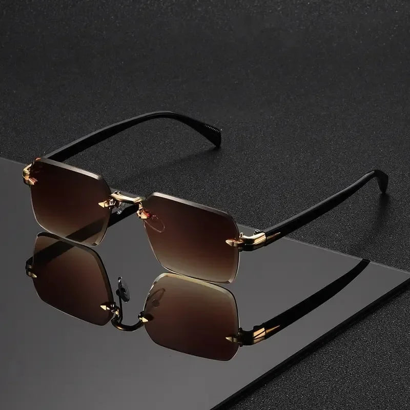 Rimless Sunglasses Rectangle Fashion Popular Women Men Shades Small Square Sun Glasses for Female Male Summer Traveling Oculos
