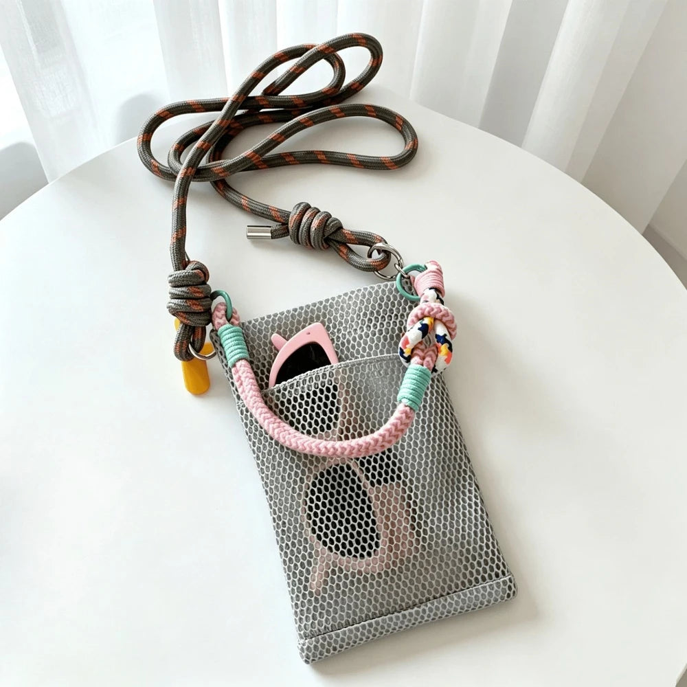 Women Handbags Female Summer Mesh Shoulder Bags Large Capacity Crossbody Bags Outdoor Beach for Women Portable Phone Purse