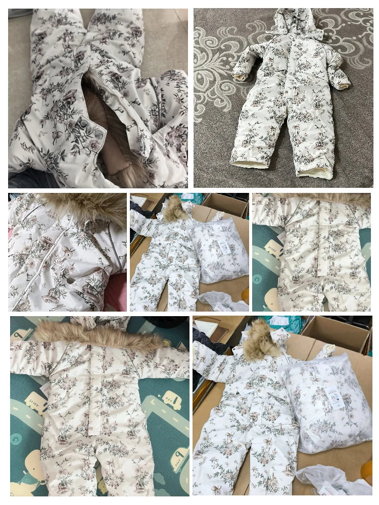 Autumn Winter Children Baby Girls Cotton Floral Jumpsuits Single-Breasted Cute Floral Chic Baby Overalls Kids One-Piece Pants