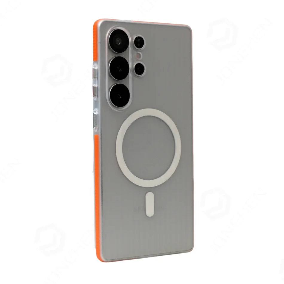 Luxury 3D Corrugated Pattern Non-slip Matte Clear Case For Samsung Galaxy S23 S24 Ultra S25 Plus Magnetic Hard Cover For Magsfe