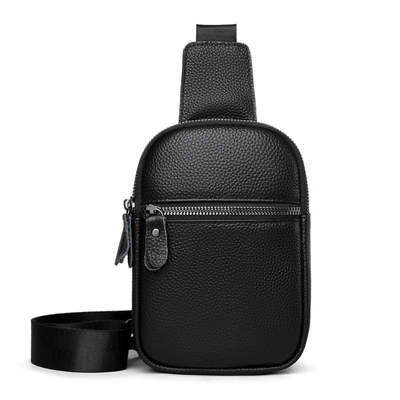 Luxury Genuine Leather Men's Chest Pack Shoulder Bags Fashion Messenger Sling bag Brand Travel Bags Crossbody Unisex Sac Wallet