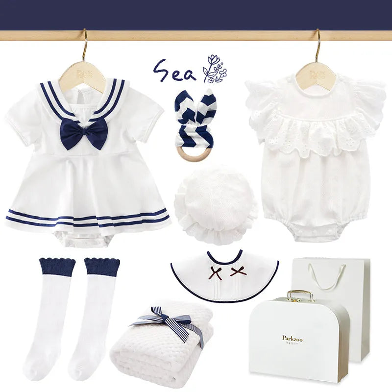 Spring and Summer Newborn Children Meet Gift Box Baby Full Moon Clothes 100 Days New Year Gift Supplies Daquan Newbaby Set