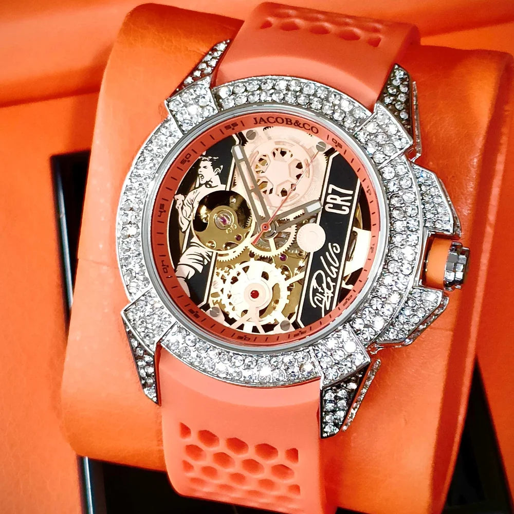 TOP Very Hot Jacob & Co Original Brand Watches For Mens Full Diamond Automatic Mechanical Wristatch High Quality AAA Clocks