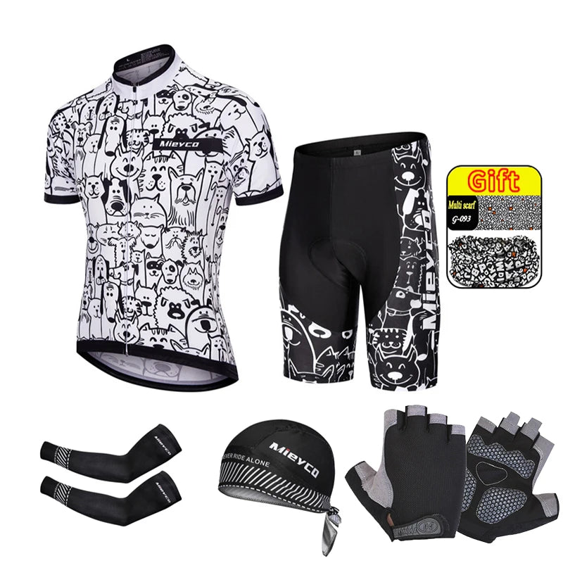 Men's Short-Sleeved Cycling Jersey Suit, Breathable Quick-Drying Clothes, Mountain Bike Set, Sports Equipment, Sweat Wicking
