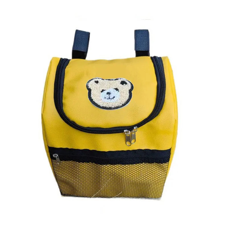 Large Capacity Bear-Shaped Stroller Diaper Bag - Portable Storage Organizer with Bottle Holders Durable Faux Leather