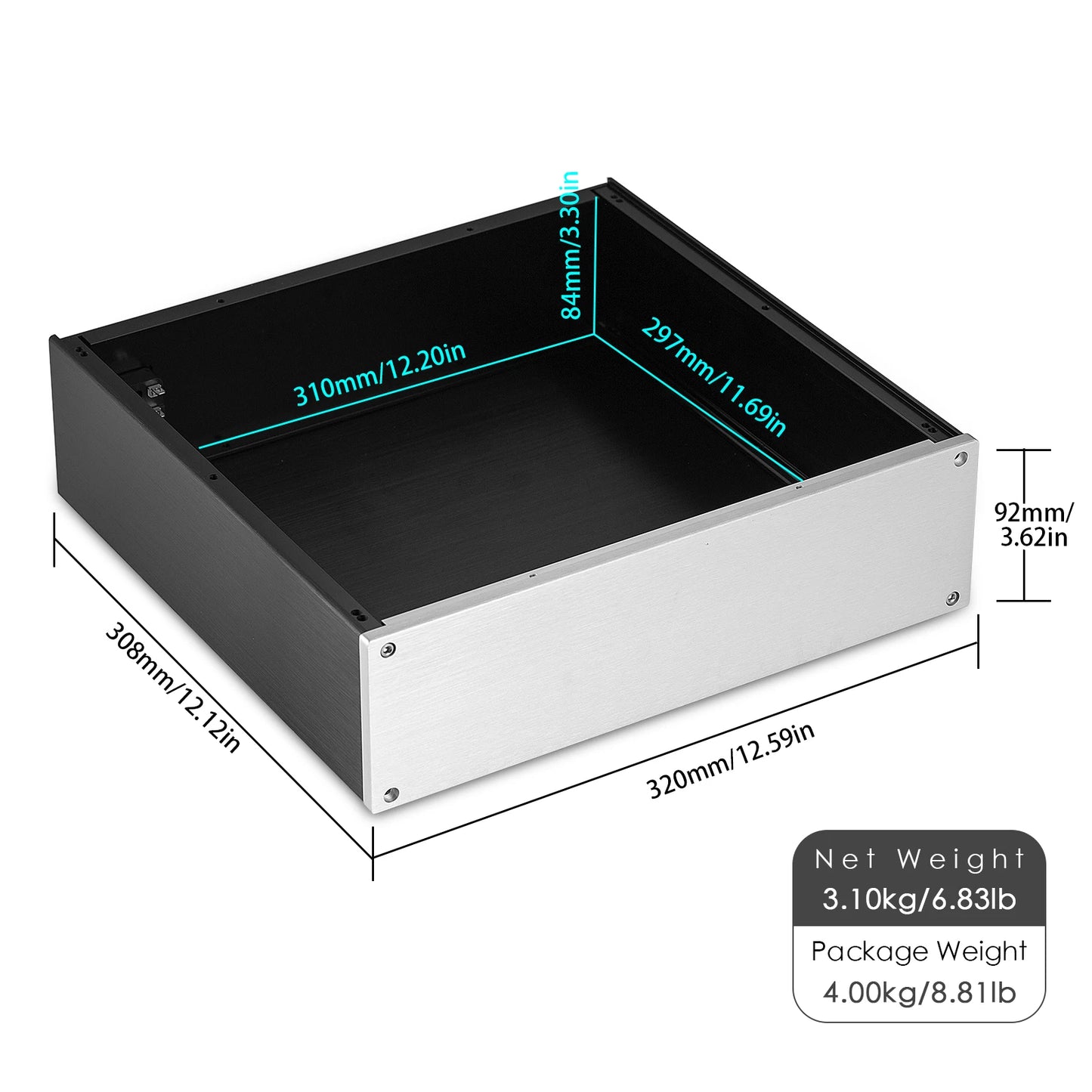HiFi Amplifier Housing Aluminum Chassis for Amplifier DAC Preamp Enclosure DIY