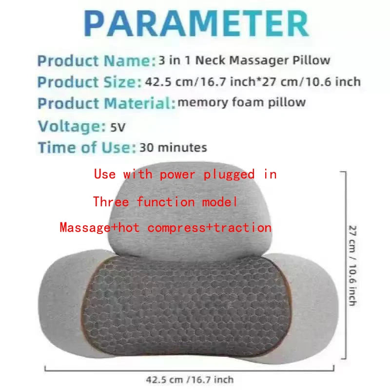 Electric Neck Massager Neck Pillow, Hot Compress, Neck Stretching, Heating Vibration, Shoulder Massage Pillow, Back Traction