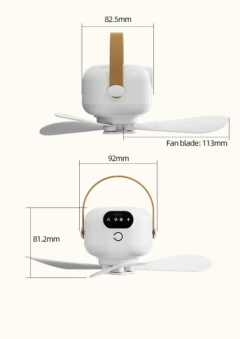 Ceiling Fan Portable Camping Tent Ceiling Canopy Fan 8000mah Rechargeable Wireless Fan Air Circulators with Remote Control Light