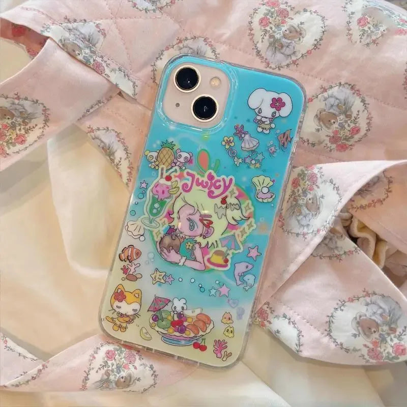 Kawaii red haired girl Phone Case for iPhone 17e 17 16e 16 15 14 13 12 11 Pro Max X XR XSMax Air Plus Feather Texture Back Cover