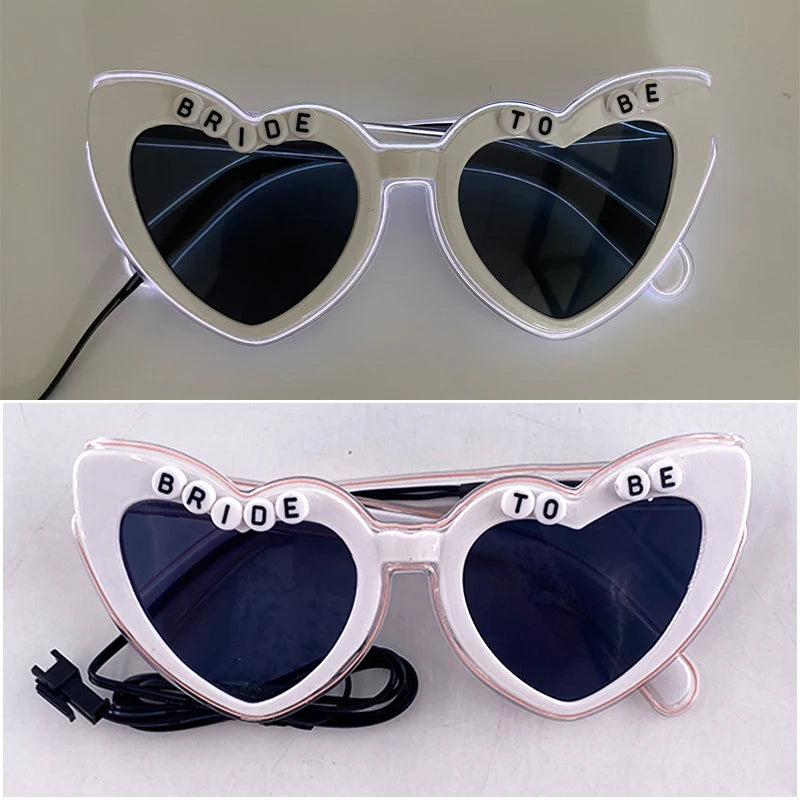LED Just Married Glasses Wedding Bride To Be Surprise Gift Couple Glasses Souvenirs Glowing Heart Glasses Married Sunglasses