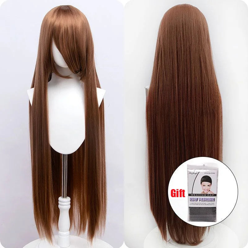Snoya 100cm synthetic long straight cosplay wig with bangs Heat Resistant hair Anime pink blonde red purple women wig