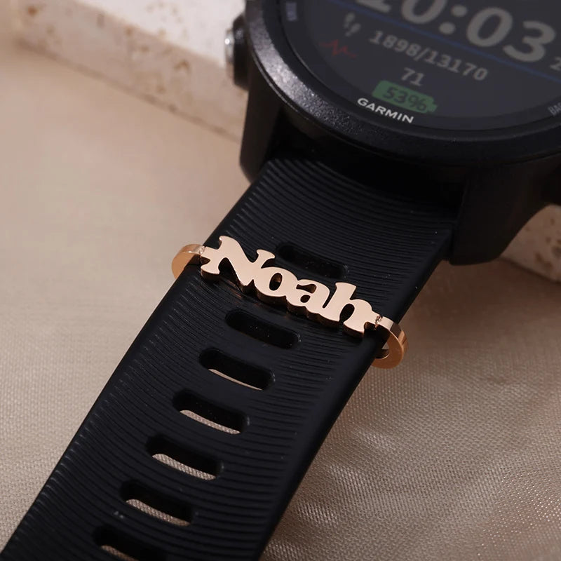 Custom Stainless Steel Watch Loop For Watch Personalized Customized Name Letter Watch Band Charm Trendy Jewelry Accessories 2022