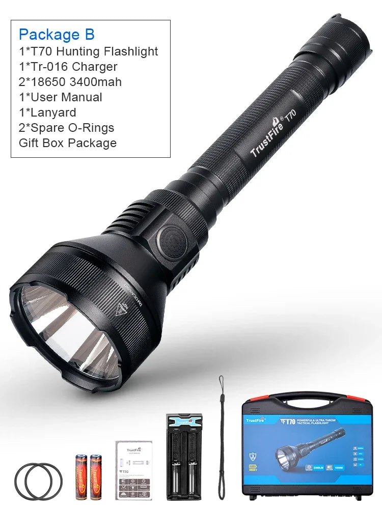 Trustfire T70 High Power Led Flashlights 1KM Long Range 2300LM Ultra Powerful Outdoor Torch Light for Hunting with Remote Switch