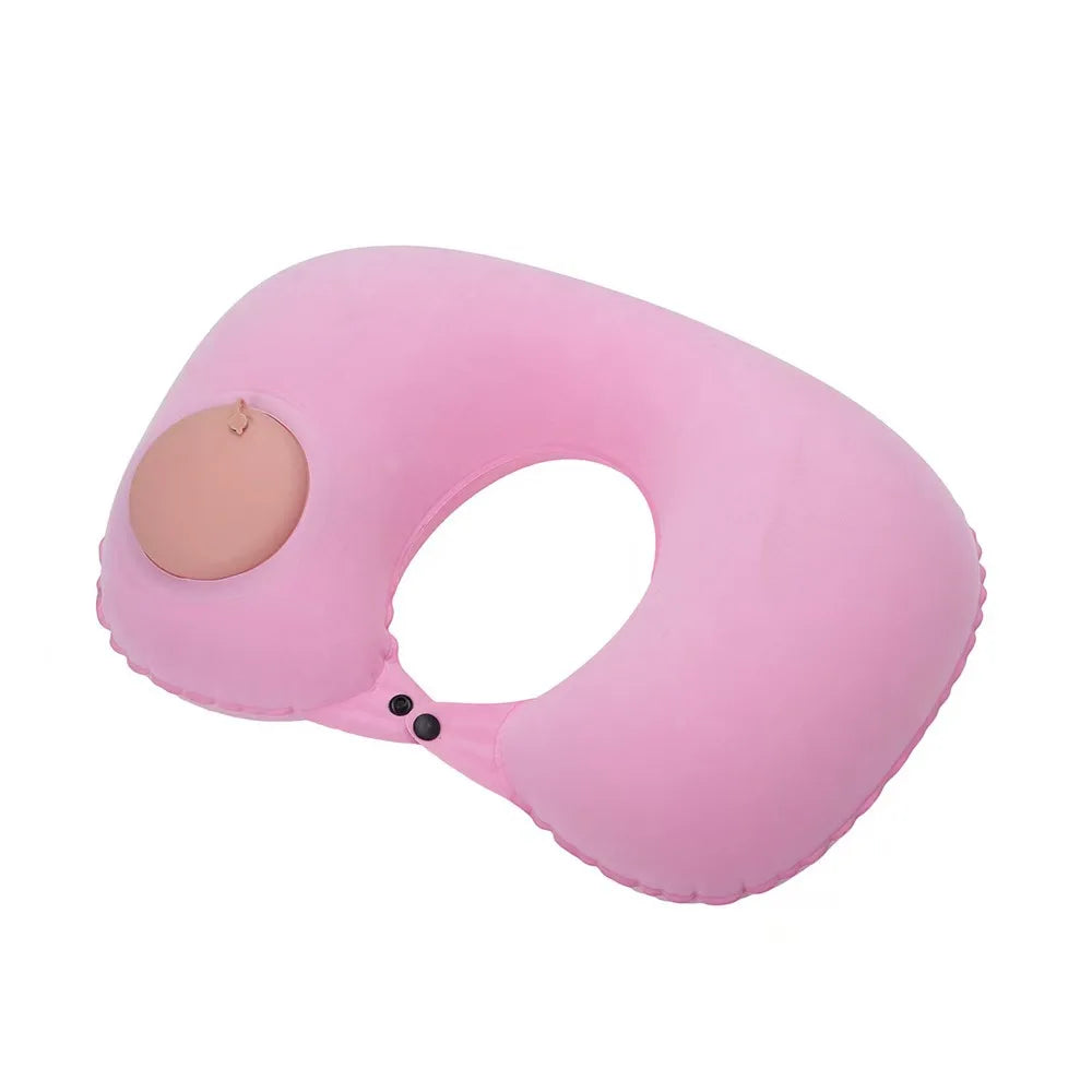 SPDJUMPER Inflatable Travel Neck Pillow, U-Shaped Portable Pillow with Storage Bag for Airplane, Car, Office & Home