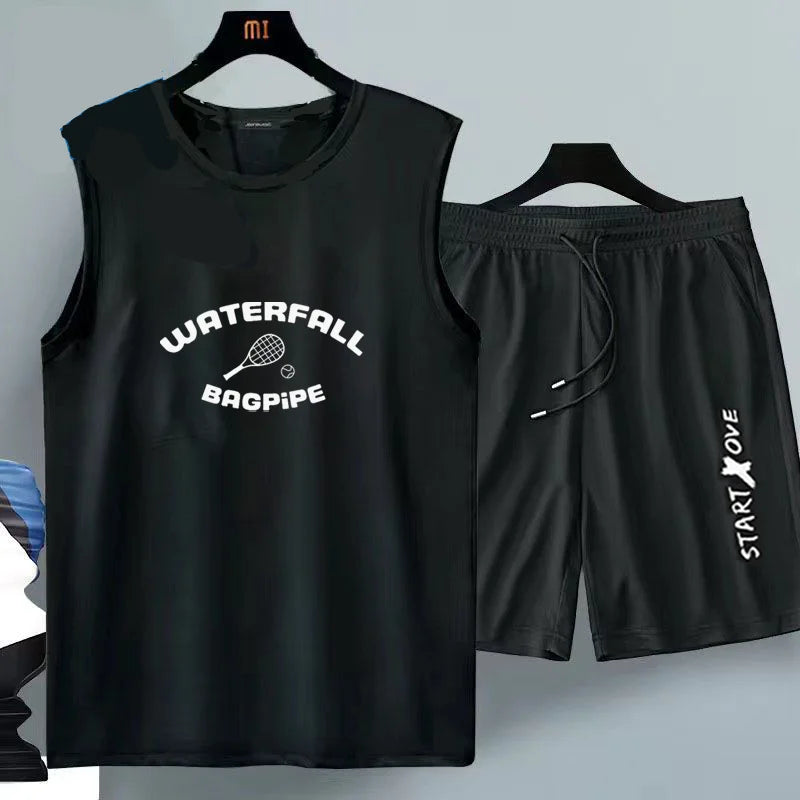 Men's Clothing 2025 New Men's Summer Casual Breathable 2-Piece T-Shirt + Shorts Suit Athletic Loose Fit Set Men's Tank Top