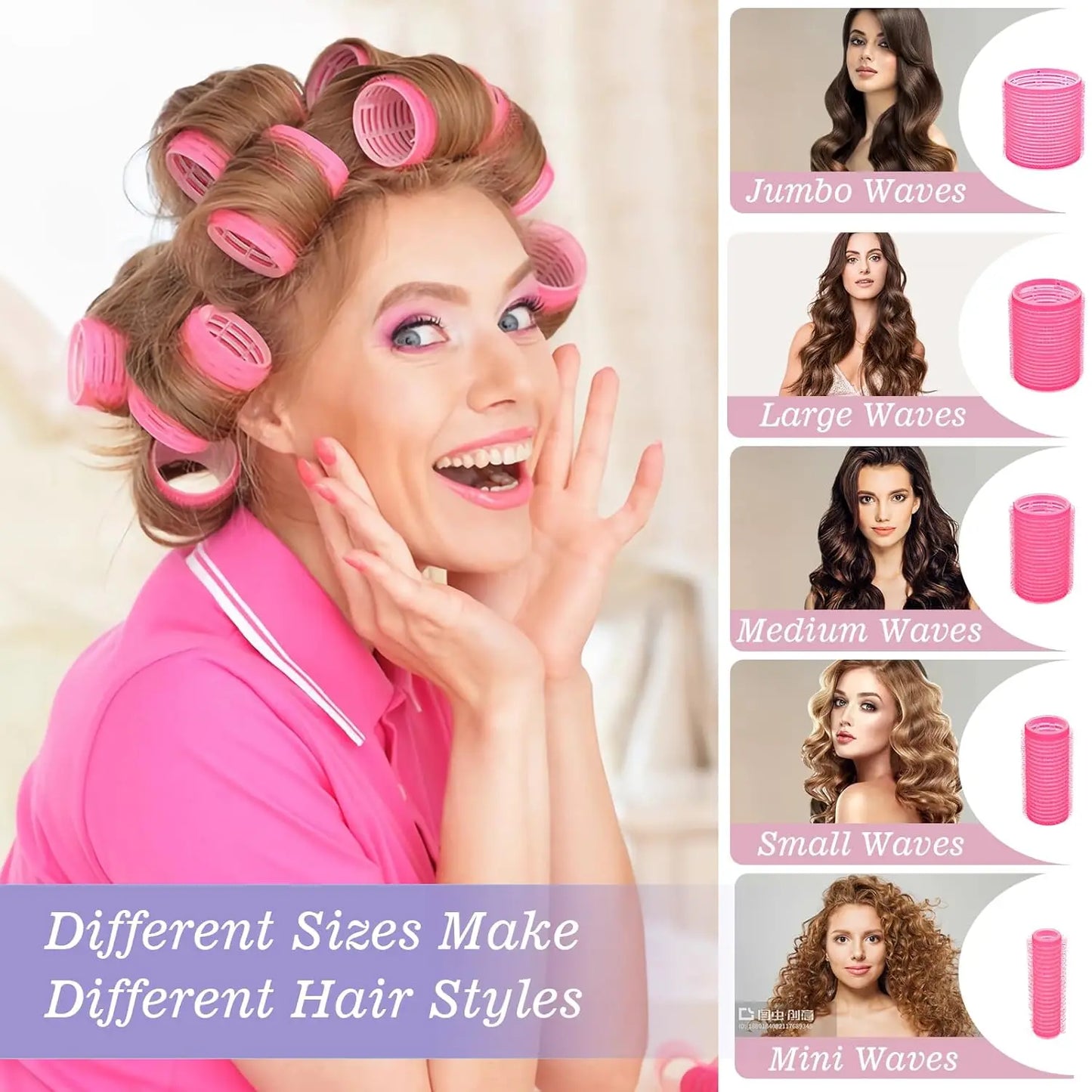 33 pcs Hair Curlers Rollers Self Grip Hair Curlers No Heat with Clips & Tail Comb for Long Medium Short Hair