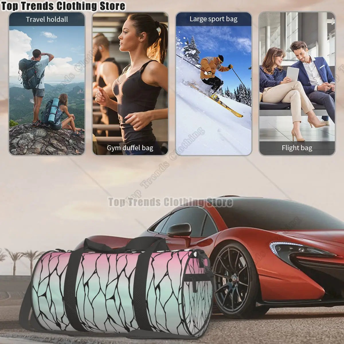 Anime Kamado Tanjirou Gym Bag Funny Weekend Sports Bags Large Swimming Pattern Handbag Funny Fitness Bag For Men Women