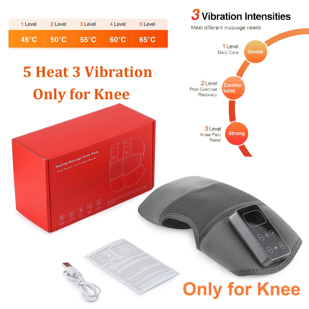 3 in 1 Heating Pad Shoulder Knee Elbow Brace for Arthritis Hot Compresss Joint Massage Strap Promote Blood Circulation Kneepad